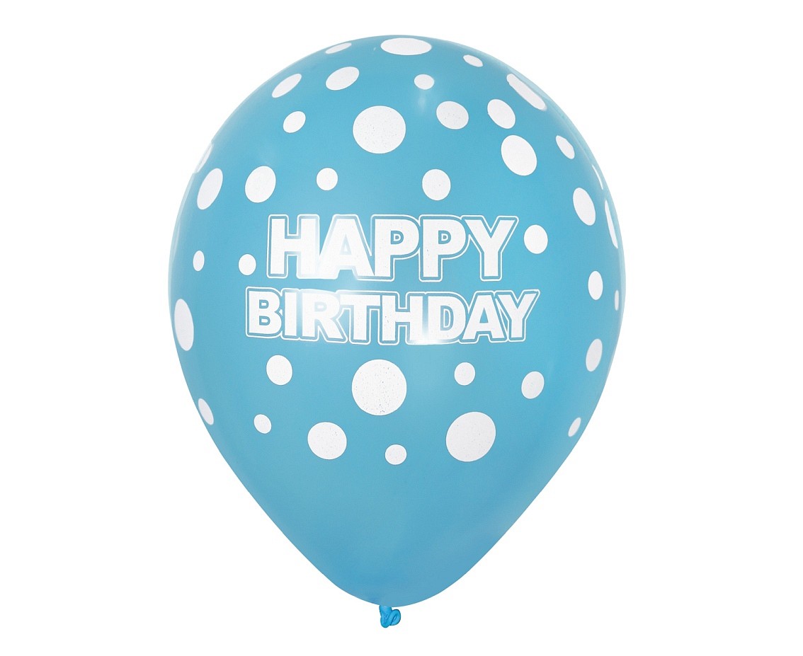 Balony B&C 12", "Happy Birthday", niebieskie, 10szt.
